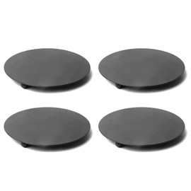 Satvik 4 Pc of 4.5 Inch Metal Candle Holder Plate Black Decorative Iron Pillar Candle Holder for Wax Candles Pedestal Tea Light Candle Stand for LED, Incense Cones Wedding, Spa, Mandir Candle Stand