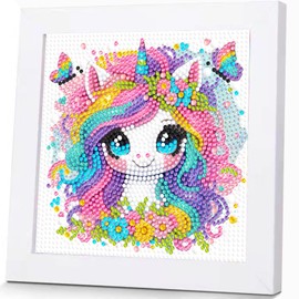 eimivrc Diamond Art Kits for Kids,with Wooden Frame Easy Cute 5D Diamond Art Painting Kids Kits,Diamond Art Painting for Home Wall Decor(7x7 inch)