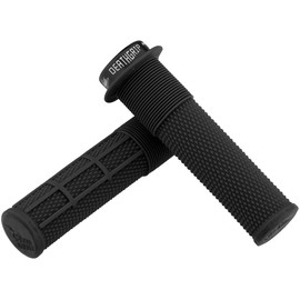 DMR Bikes Brendog DeathGrip Flange Lock-On Mountain Bike MTB Grips - Black (Thick), Soft/Thick (A20)