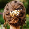 Kesvb Flower Bride Wedding Hair Comb Rose Gold Leaf Bridal