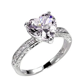 Psiroy 925 Sterling Silver Plated Cubic Zirconia Heart Promise Ring for Women Size 8