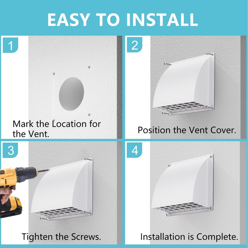 6 Inch Exhaust Vent Cover, HG Power Metal Dryer Vent