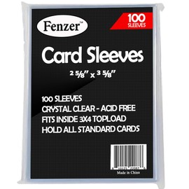 100 Count FENZER Clear Penny Card Sleeves for Trading Cards, Plastic Soft Card Sleeves Card Protectors Fit for Baseball Card, Sports Cards, Game Card Standard Cards