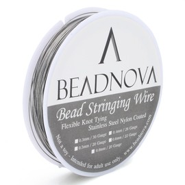 BEADNOVA 0.019-Inch 7-Strand Nylon Coated Stainless Steel Bead Stringing Wire for Jewelry Making (33-Feet)