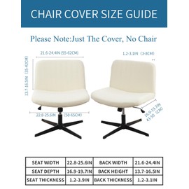 LavishCover Armless Chair Cover Office Desk Chair Cover, Waterproof and Elastic Criss Cross Chair Cover, Exquisite Vanity Chair Cover, Mid Back Wide Seat Accent Chair Covers(Cream,T-Type)