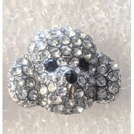 Poodle Dog White Crystal Covered Post Stud Earrings Jewelry