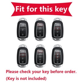 KUNIO Keyless Key Case Fits Hyundai Kona Hybrid for Kona N Fits Hyundai I30 Fastback i30N Protective Metal Key Case Key Cover Key Fob 3/4/5 Buttons Black, black