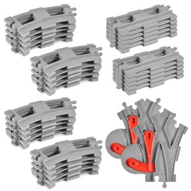 Building Blocks Train Rail Set, 32 Pieces City Railway Rails, Rail Extension Set, Toy Railway Rails, Consisting of Cross Track Straight, Curve Rails, for 3 4 5 Girls and Boys