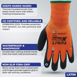Frost Busters LX799 Waterproof Insulated Work Gloves, Freezer Gloves, Thermal Winter Work Gloves, Cold Weather, Firm Grip