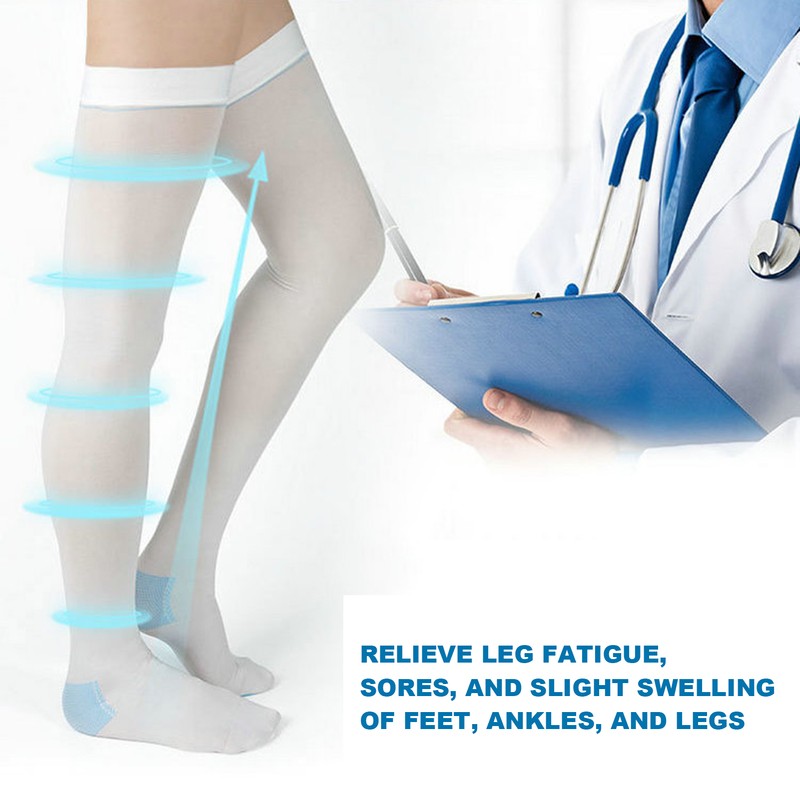 Thigh Length Compression Stockings Prevent Varicose Veins Leg Fatigue Swelling