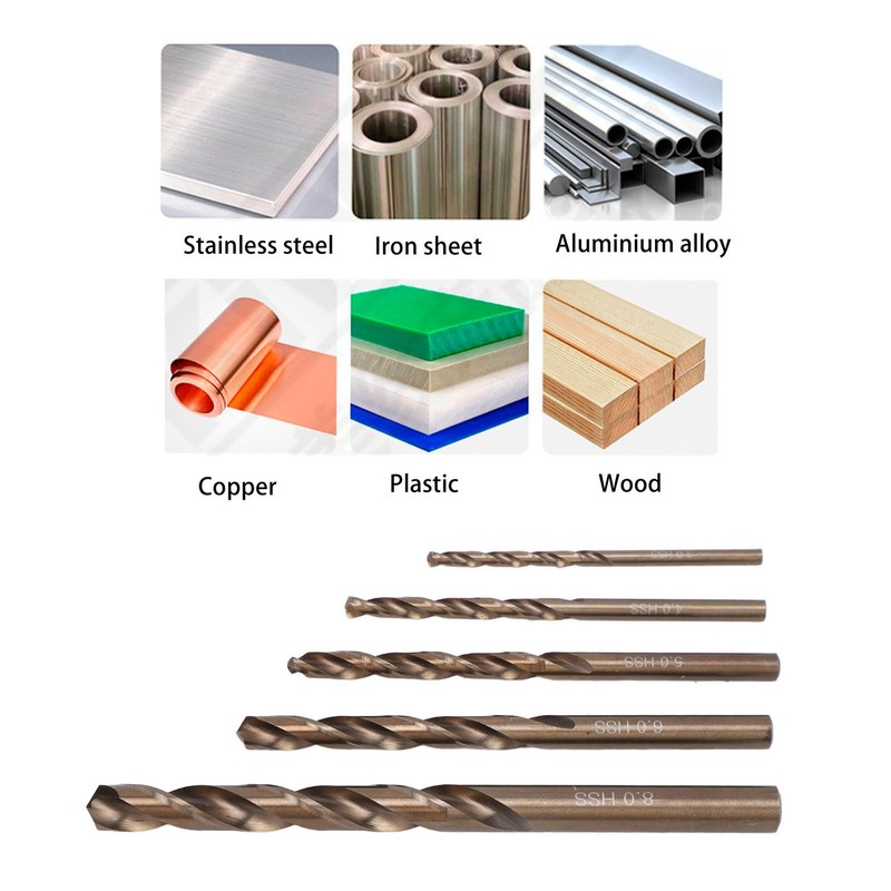 5Pcs Straight Shank Twist Drill Bit HSS 3 4 5