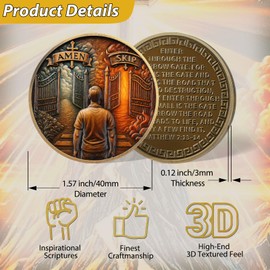 Tokenara Choice Christian Challenge Coin, Matthew 7:13-14 Bible Verse Coin, Spiritual Reminder Heaven Hell Choice Path Token, Faith Religious Gifts for Prayer Church Baptism Bible Study