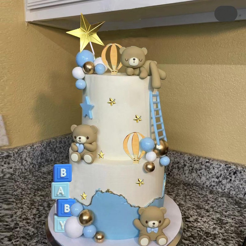 Decoración para tartas de oso con letras de bebé, decoración