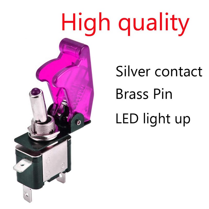 ESUPPORT Car Purple Cover Purple LED Light Rokcer Toggle Switch