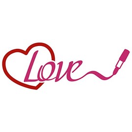Two Colors Love Heart Lipstick Fashion Kiss Tattoo Girls Car Window Vinyl Decal Sticker (LV-04) (Hot Pink, 5 inches x 1.8 inches)