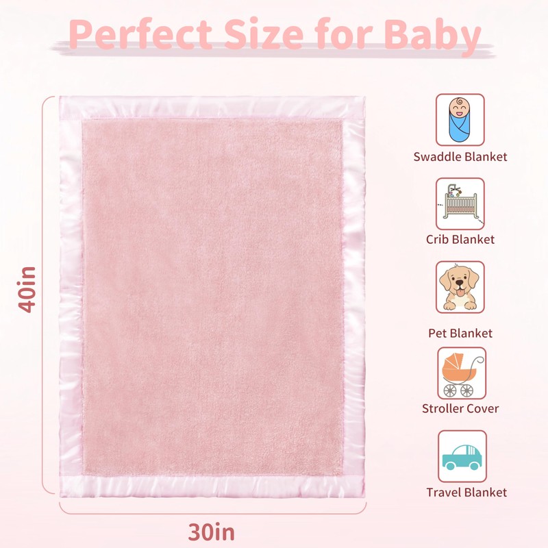 Pro Goleem Fleece Baby Blankets for Girls with 2 Inch