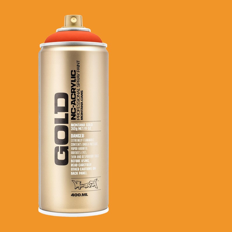 Montana Cans GOLD Spray Paint, 400ml, Fluorescent, Power Orange