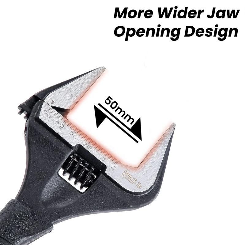 Sharp-tec Adjustable Wrench 50mm 10" Wide Jaw Opening Adjustable Wrench