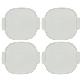 Corningware A-12-PC 5L White Rectangular Food Storage Replacement Lids with Handles - 4-Pack
