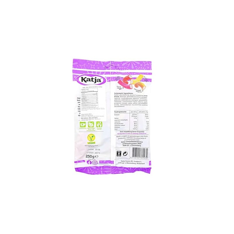 Katja Mixed Fruit Flavored Sour Sticks 8.8 Ounce Bag (Pack