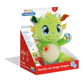 Clementoni - 55388 - Ramón, Mi Amigo El Dragón - Peluche Interactivo para Bebés A Partir De 6 Meses, Peluche hablador bebé, con Efectos sonoros y Luminosos, Juguete En Español