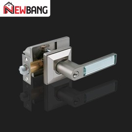 NEWBANG HARDWARE Keyed Entry Door Lever Heavy Duty Door Lever with Glass Crystal Door Matte Brushed Nickel 3 Pack