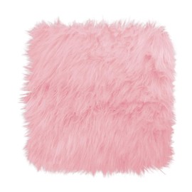 Sarini 40 cm Square Faux Fur Rug Mini Fluffy Pink Seat Cushion for Sofa Floor Chair Cover Photography Mat Small Cozy Accent Rug for Living Room Bedroom and Jewelry Photos