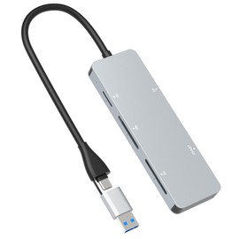 CFast 2.0 Card Reader, CFast Card Reader USB C 3.0 and USB A, CFast Reader with 5Gbps Speed for SanDisk, Lexar, Transcend, Sony Card, Read 5 CFast/TF/SD/XD/CF Cards Simultaneously