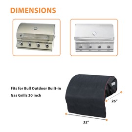 Grisun Built-in Grill Cover for Bull Built in Gas Grills 30 inch, Bull Outdoor Kitchen & Grill Head Cover, Heavy Duty Waterproof BBQ Grill Cover with Handle, Black
