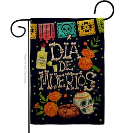 Breeze Decor All Souls' Day Burlap Garden Flag Fall of Dead Dia De Los Muertos Fiesta Mexican Party Autumntime House Decoration Banner Small Yard Gift Double-Sided, Made in USA