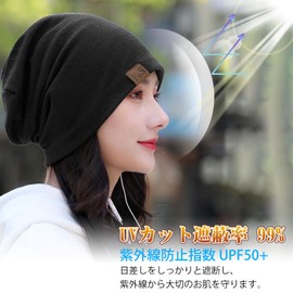 JISON21 Knit Hat, Spring/Autumn, Windproof, Double-Layered Structure, Plain, UV Protection, Sun Protection, Knit Cap, Non-stuffy, Inner Cap, Gentle Touch, Sweat Absorbent, Quick Drying, Stylish, One