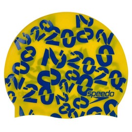 Speedo Junior Slogan Cap Ju, Unisex_Child, Hats, 8-08386D690, Yellow (Empire) / Beautiful Blue, Standard Size