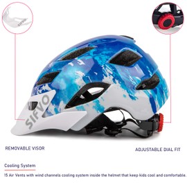 SIFVO Casco para niños, Casco de Bicicleta para niños y niñas con Visera para niños de 5-14 años, Cascos de Bicicleta para niños Casco de Bicicleta para jóvenes Ajustable y Ligero 50-57cm