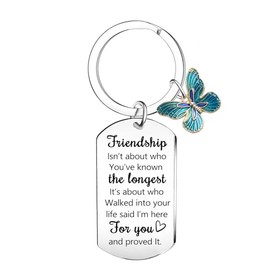 MADHAHEFU Friendship Keyring Best Friend Keyring Butterfly Charm Keyring Friend Gifts for Women Best Friend Birthday Gifts Besite Keyring for Sister Keyring for Friends