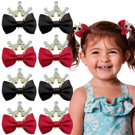 8 PCS Small Hair Claw Clips, Cute Bow Princess Headdress Cartoon hair Clamps Clips Princess Crown Hair Clips Rhinestone Tiara Hair Jaw Clips Mini Hair Barrettes Hair Accessories for Women Girls