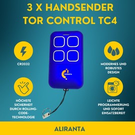 ALIRANTA Tor Control TC4 Handheld Transmitter 4-Channel Compatible with All Summer Remote Controls and All Summer Gate Opener Automatic Gate Operators 868.95 MHz