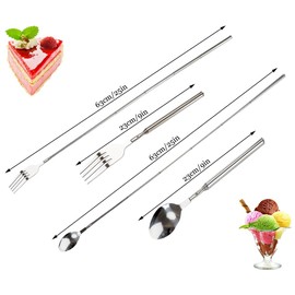 Dinner Forks Set of 2 Telescopic Fork,Extendable Fork,Extending Fork,64cm Long Stainless Steel Retractable Fork Extendable Dinner Fruit Dessert Fork 8.7~25.4in