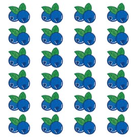 BENECREAT 24 x Aufnäher Zum Aufbügeln Mit Heidelbeeren. 31.5x32x1.5mm Bestickte Aufnäher Zum Aufbügeln Mit Früchten Für Kleidung Taschen Rucksäcke Hüte Und Jacken (Marineblau)