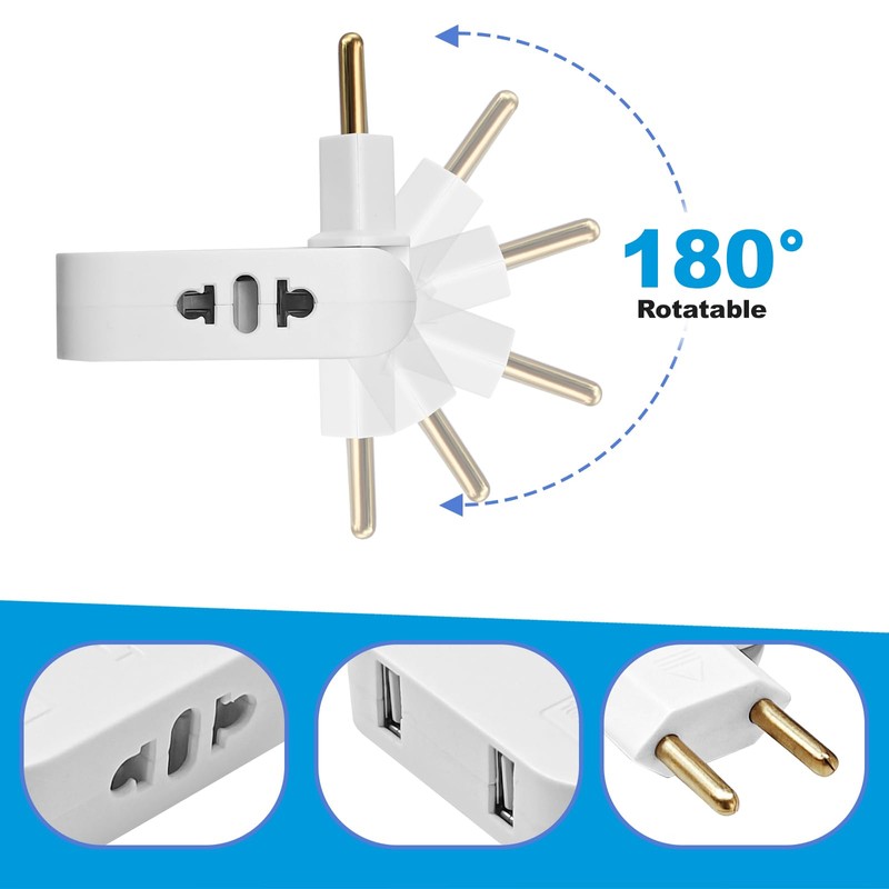 Momowin Multi-socket flat plug, USB socket, US and European adapter,