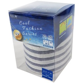 Seikan ECO de CMBD-400 NB Cool Stole Made in Japan Summer Cool 13.4 x 65.0 inches (34 x 165 cm), Navy Border Pattern