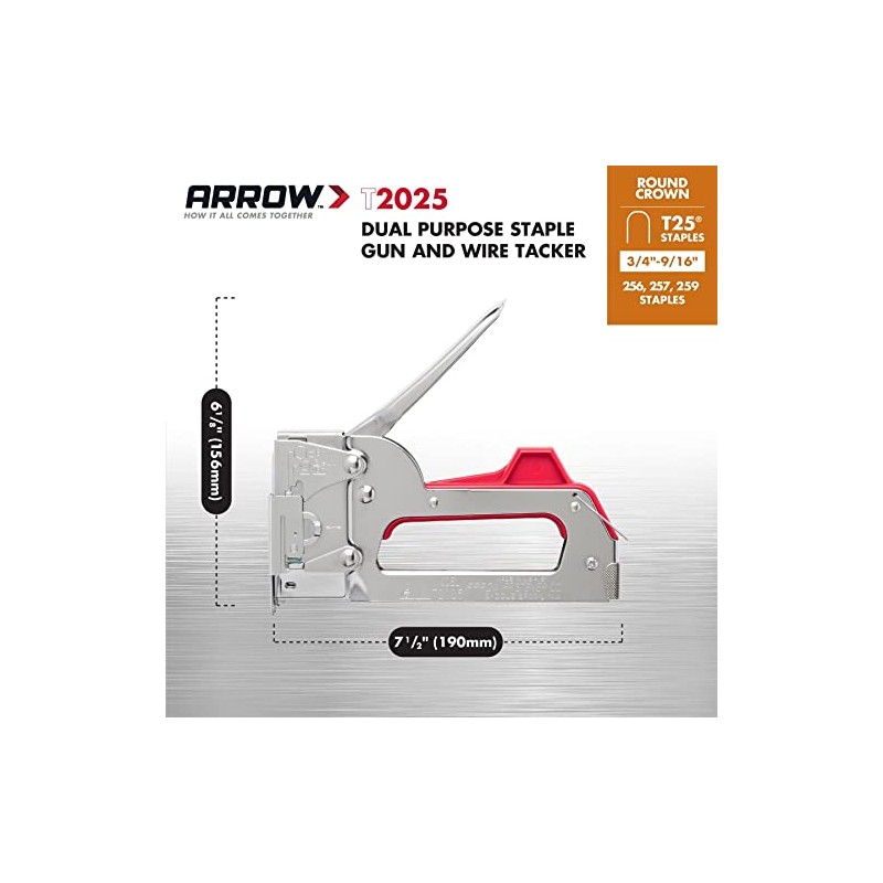 Arrow T2025 2-In-1 Staple Gun and Wire Tacker for Upholstery,