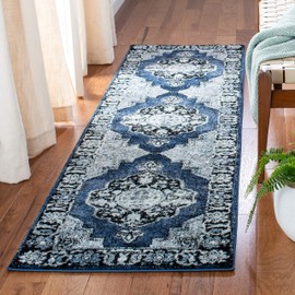 SAFAVIEH Vintage Hamadan Collection Runner Rug - 2'3" x 6', Blue & Grey, Oriental Traditional Persian Design, Non-Shedding & Easy Care, Ideal for High Traffic Areas in Living Room, Bedroom (VTH219M)
