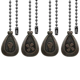Dotlite Bronze Ceiling Fan Pull Chain Set, Decorative Fan Pull Chain Pendant Extension, 12 Inches Lighting & Fan Beaded Ball Fan Pull Chain Extender with Connector, 4 Pack