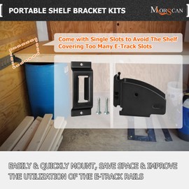 MorScan 8 Pack E-Track Wood Beam End Socket with E Track Single Slots, Black Shelf Brackets for 2x4 & 2x6 Wood Beam Custom Storage in Box Truck, Enclosed Trailer, Garage, Warehouse, Workshop