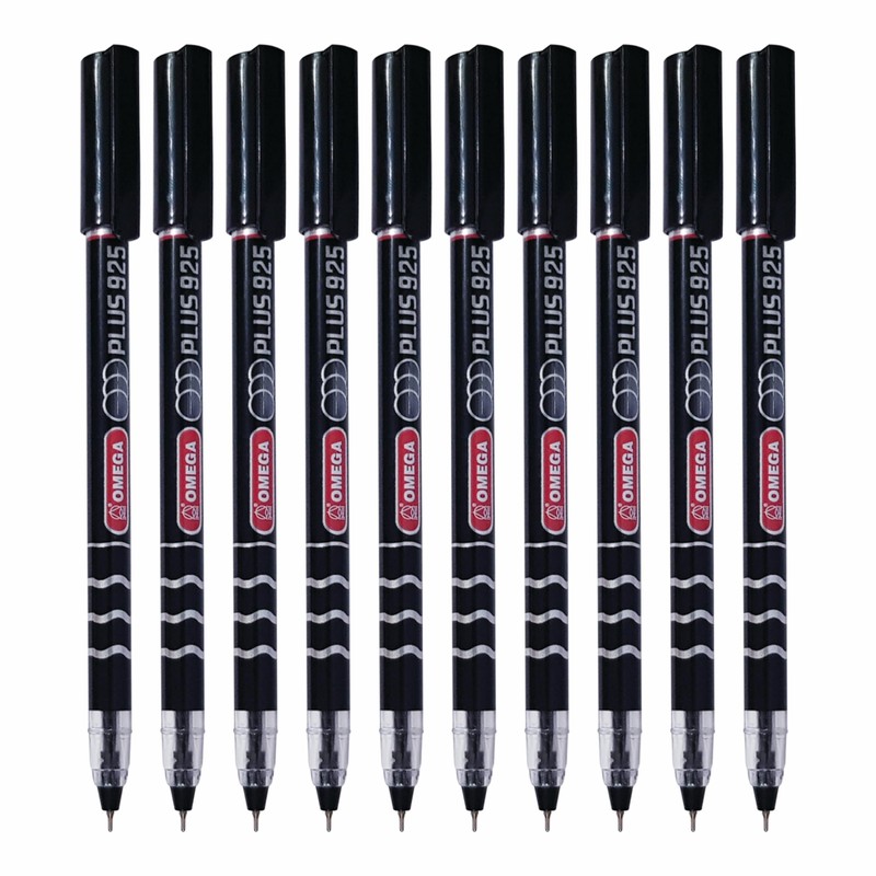 OMEGA Plus 925 Ballpoint Pens, BLACK, Fine Point (0.7 mm),