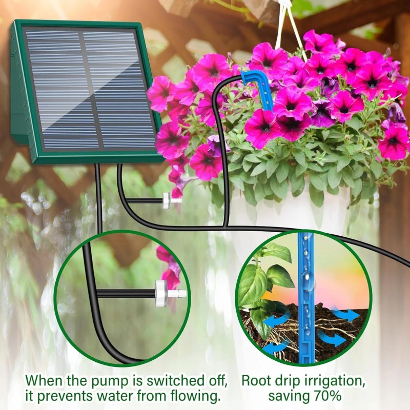 TRJZWA New Solar Irrigation System DIY Irrigation System Kit, 300