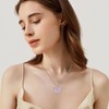Blaniy Women Butterfly Necklace 925 Sterling Silver Pink Tourmaline Necklace