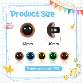TOAOB 20pcs 12mm Sew on Eyes Mixed Colour Plastic Sewing Button Eyes for Amigurumis Crochet Plush Animals Soft Dolls Making