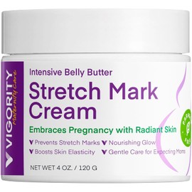 Stretch Mark Cream for Pregnant Women: Belly Butter for Expecting Moms - Moisturizing Lotion for Skin Elasticity - Maternity Skin Care Cream - 4 Oz