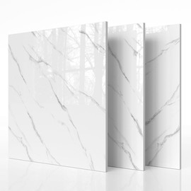 10-Pack Peel and Stick Marble Wall Tiles - 12" x 12" (9.68 Sq. Ft.), White PVC Waterproof Shower Panels, Self-Adhesive Backsplash for Bathroom & Kitchen
